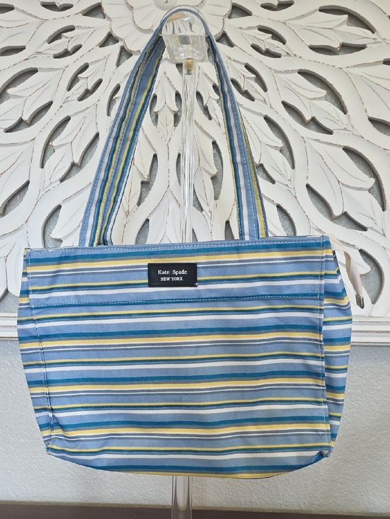kate spade Handbags - Kate Spade Striped Blue and Yellow Canvas Tote Small (P23)